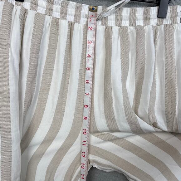 Allie Rose Rayon Pants Set Crop Top Loose Flowy Fit Tan White Stripe Size S - Picture 5 of 11